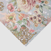 Papier Mousseline Romantique Pastel Florals Blues Découpage/Tissu (Détail)