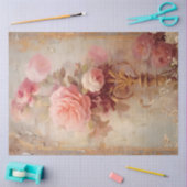 Papier Mousseline Romantique Rose et Or Design Series 19 (Artisanat)