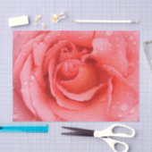 Papier Mousseline Romantique Rose rose rouge gouttes d'eau (Artisanat)