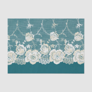 Papier Mousseline Romantique Turquoise Vert Bleu Blanc dentelle Mari