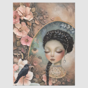 Papier Mousseline Romantique Victorian Girl & Vintage Florals rustiq
