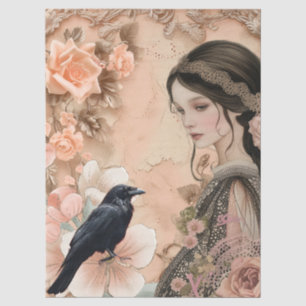 Papier Mousseline Romantique Victorian Girl & Vintage Florals rustiq