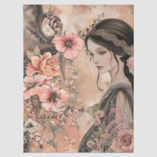 Papier Mousseline Romantique Victorian Girl & Vintage Florals rustiq
