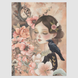 Papier Mousseline Romantique Victorian Girl & Vintage Florals rustiq