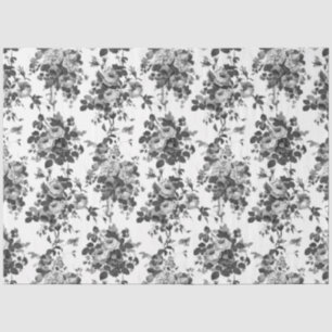 Papier Mousseline Romantique Vintage Rose-gris sur blanc
