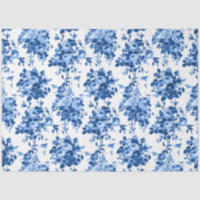 Romantique Vintage Roses-Bleu sur Blanc