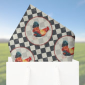 Papier Mousseline Rooster Black White Checkered French Farmhouse  