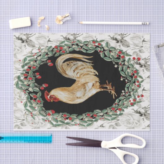 Papier Mousseline Rooster de fraises deux (Artisanat)