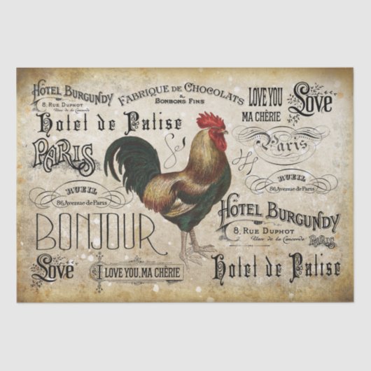 Papier Mousseline Rooster de Paris Découpage vintage (Recto)