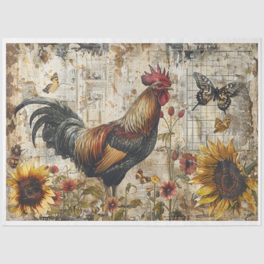 Papier Mousseline Rooster de tournesol (Recto)