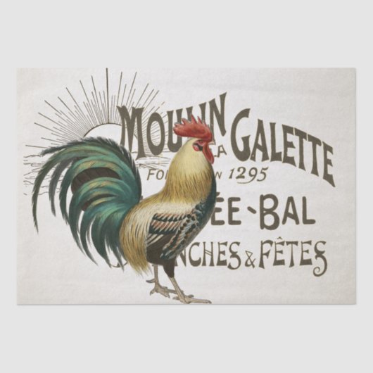 Papier Mousseline Rooster French Farmhouse Poulet Pays Découpage (Recto)
