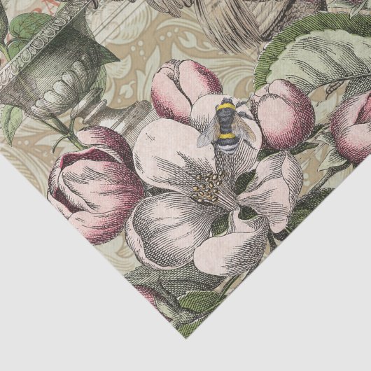 Papier Mousseline Rooster Garden Flower Papillon Art (Détail)