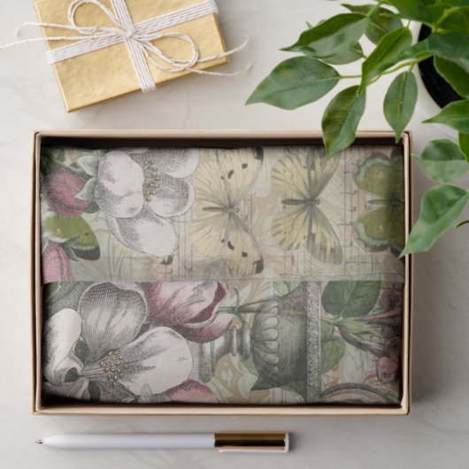 Papier Mousseline Rooster Garden Flower Papillon Art (Cadeau)