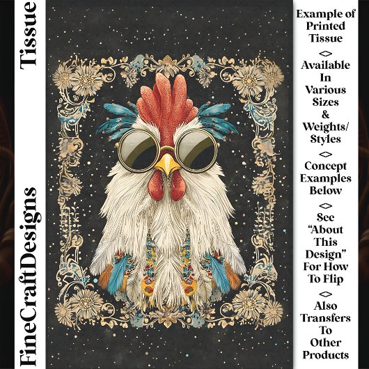 Papier Mousseline Rooster géal couleur Whimsical CK9 Découpage