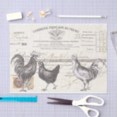 Papier Mousseline Rooster Hen French Script Ferme Déchoupage d'oisea (Artisanat)