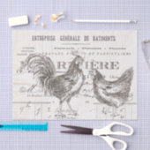Papier Mousseline Rooster Hen Script français Ephemera Bird Découpag (Artisanat)