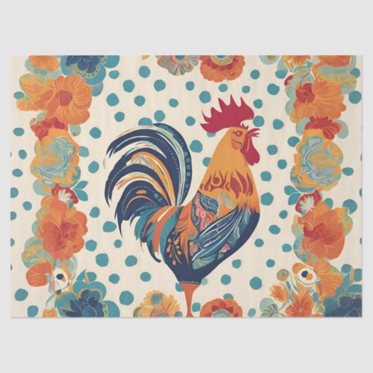 Papier Mousseline Rooster rétro Whimsical (Recto)
