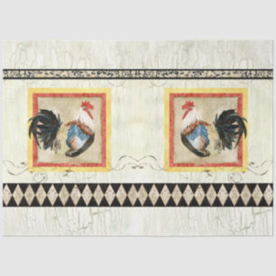 Papier Mousseline Rooster rustique Aquarelle Arlequin bois Découpage