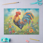 Papier Mousseline Rooster vibrant dans le Jardin des Fleurs (Artisanat)