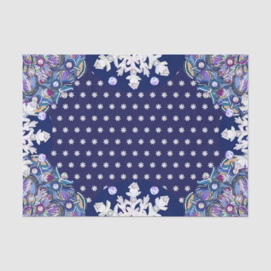 Papier Mousseline Rosace bleue et flocon de neige (Recto)