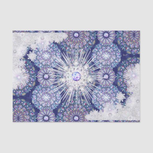 Papier Mousseline Rosace bleue et flocon de neige (Recto)