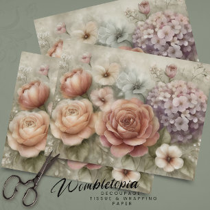 Papier Mousseline Rose Ancienne aux teintes romantiques roses Décou