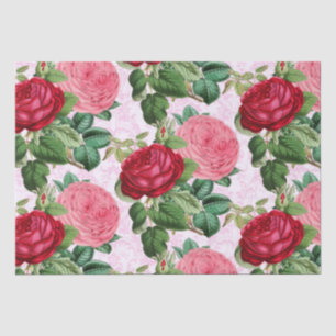 Papier Mousseline Rose Ancienne  Rose Floral  Damas