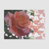 Papier Mousseline Rose avec coeur Tissu Papier (Recto)