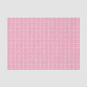 Papier Mousseline Rose avec Motif de dentelle Crochet blanc