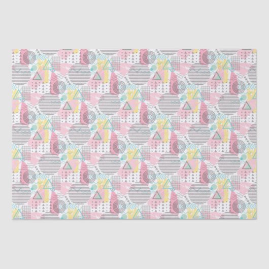 Papier Mousseline Rose Blanc Memphis Style Quatre-vingts Style Retro (Recto)