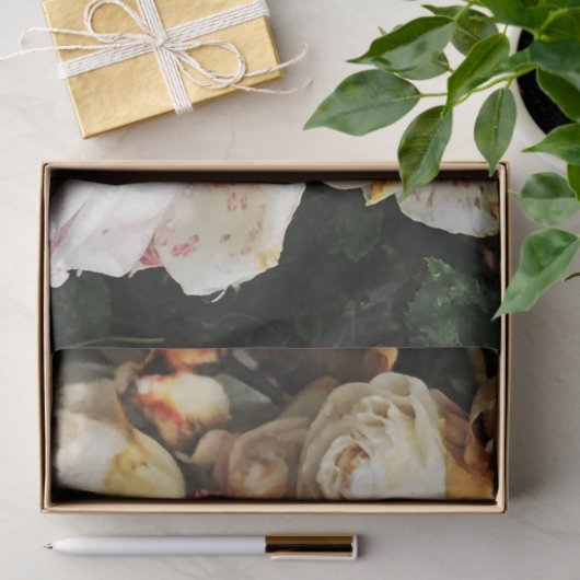 Papier Mousseline Rose blanche simple (Cadeau)