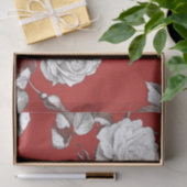 Papier Mousseline Rose Blanche Vintage (Cadeau)