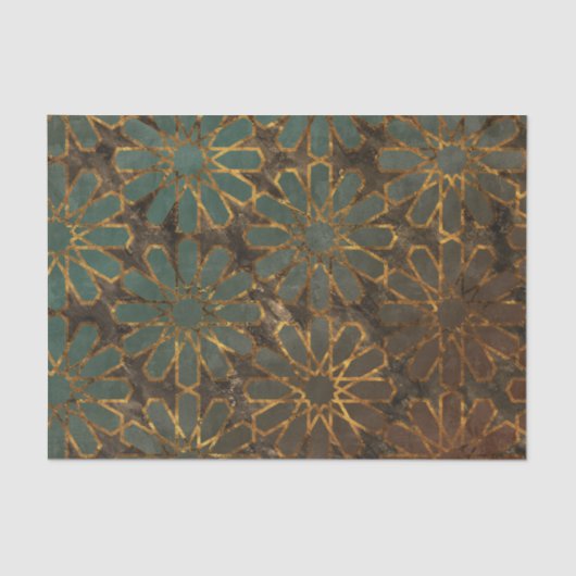 Papier Mousseline Rose bleu Brown Arabesque (Recto)