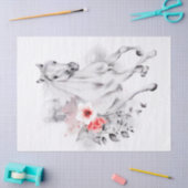 Papier Mousseline Rose Cheval Blanc Fleur de cerisier Aquarelle (Artisanat)