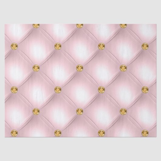 Papier Mousseline Rose clair et or capitonné (Recto)