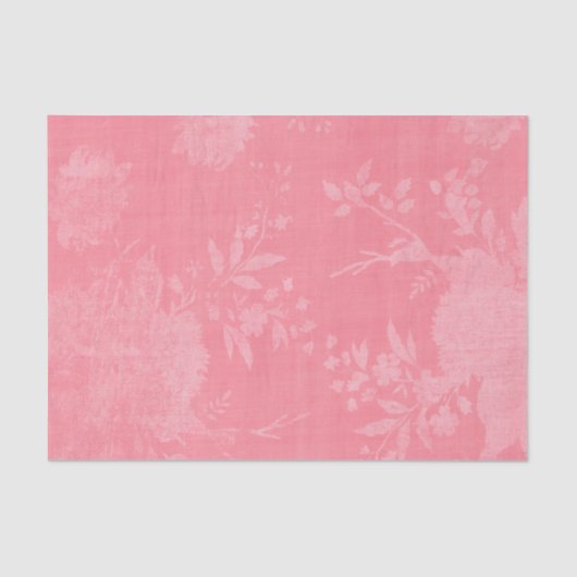 Papier Mousseline Rose clair sur motif floral rose (Recto)