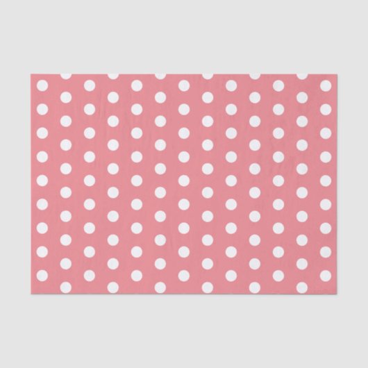 Papier Mousseline Rose Corail et Points Blancs (Recto)