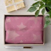Papier Mousseline Rose | Couleur Rose | Motif Gold Star (Cadeau)