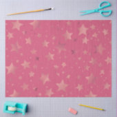 Papier Mousseline Rose | Couleur Rose | Motif Gold Star (Artisanat)