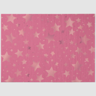 Papier Mousseline Rose Couleur Rose Motif Gold Star
