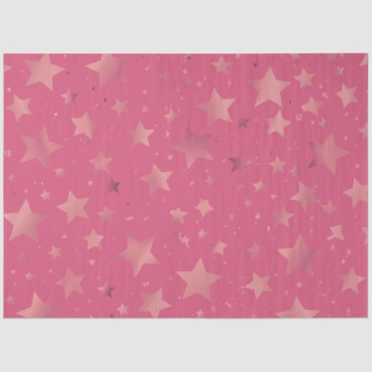 Papier Mousseline Rose | Couleur Rose | Motif Gold Star (Recto)