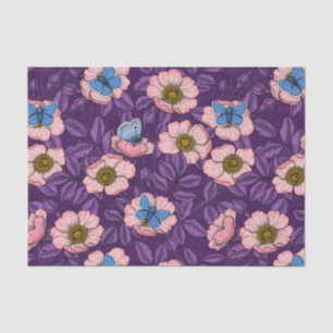 Papier Mousseline Rose de chien et papillons en rose et violet