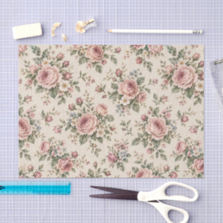 Papier Mousseline Rose de Cottage Vintage