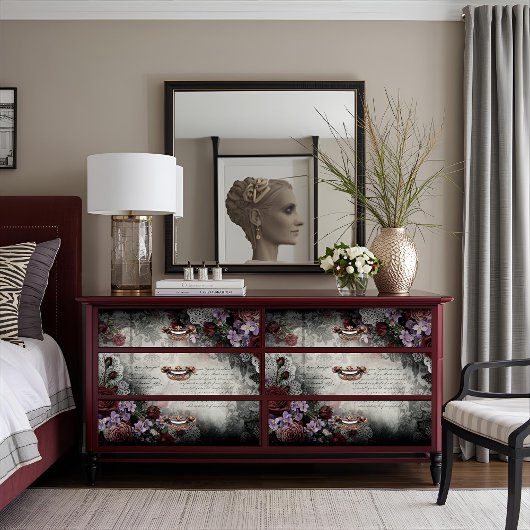 Papier Mousseline Rose de la Bourgogne victorienne Script de découpa