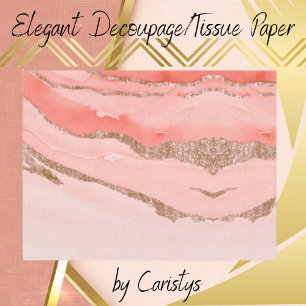 Papier Mousseline Rose de marbre Faux Gold Wrapper, Découpage, Artis