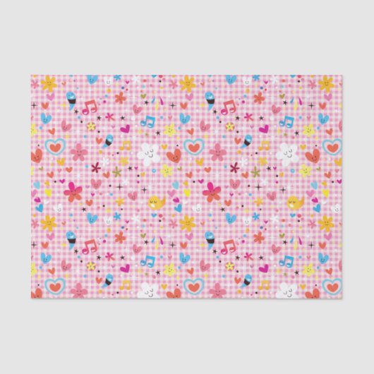 Papier Mousseline rose de motif de bande dessinée d'amusement (Recto)