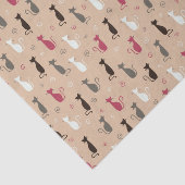 Papier Mousseline rose de motif de chats (Détail)