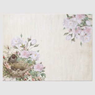 Papier Mousseline Rose de nid d'oiseaux Parchemin de fleurs Découpag