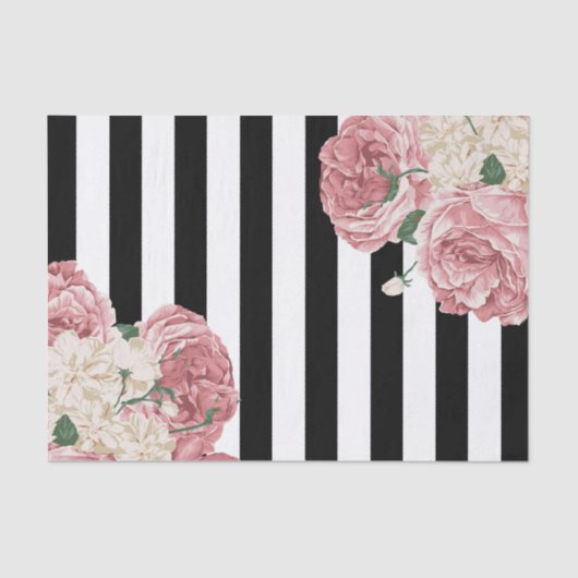 Papier Mousseline Rose de pastel, noir, rayures blanches (Recto)