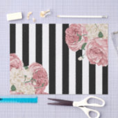 Papier Mousseline Rose de pastel, noir, rayures blanches (Artisanat)